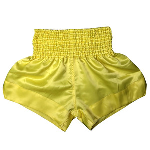 Customized Plus Size Men's MUAY Thai Kick Boxing Shorts High Street Style Solid Pattern Breathable 220g <b>Polyester</b> Blended Satin - Product Image 1