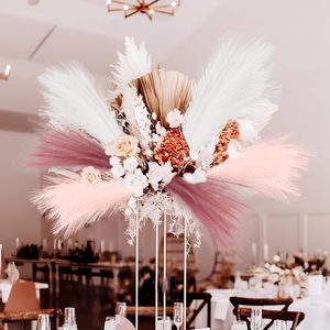 150 pièces de fleurs artificielles roses duveteuses de 21,6 pouces, fausses tiges de pampa courtes, couleur blush, pour remplissage de vase, herbe de pampa colorée - Product Image 4