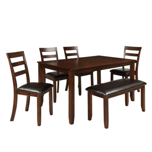 Juego de Mesa de Comedor de Madera Maciza al por Mayor con 6 Sillas, Muebles de Comedor de Madera para Restaurantes, Cafés, Hoteles y Hogares - Product Image 1
