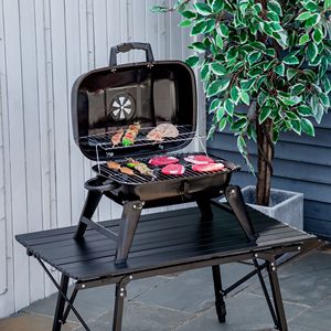 Griglia a Carbone Portatile da 14 Pollici per Esterni con Rete di Conservazione del Calore, Sistema di Ventilazione, Gambe Pieghevoli e Copertura per Griglia, Ideale per Cucinare in Viaggio con Combustibile a Legna - Product Image 2