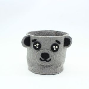 Panier organisateur en feutre de laine fait main en forme d'ours - Product Image 3