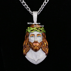 Pendentif Visage de Jésus D'VINS JEWELS en Argent 925 Plaqué Rhodium avec Diamants Sertis, Charme Religieux, Cadeau Personnalisé IGI - Product Image 6
