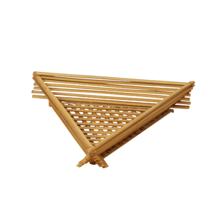 Corbeille à fruits triangulaire en bambou artisanale, plateau à niveaux, centre de table géométrique, bol de présentation, vente en gros - Product Image 2