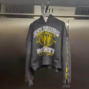 Sudadera con Capucha Personalizada Estilo Urbano, 500 GSM, Algodón Grueso, Corte Recortado, Lavado Ácido, Estilo Vintage, Impresión Digital DTG, Logotipo Impreso - Product Image 3