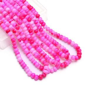 AAA Neon Opal 7mm-8mm Gemstone Rondelle Smooth <b>Beads</b> Natural Hot Pink Opal Semi Precious Gemstone Loose <b>Beads</b> for Jewelry Making - Product Image 2