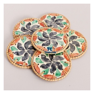 Top choix fait à la main nacre caboteur avec bordure en rotin Vietnam artisanat gros décor de Table pour café Restaurant - Product Image 1