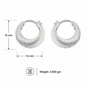 WOMEN 16MM HOOP <b>EARRINGS</b> BOHEMIAN 925 STERLING SILVER PLATED HANDCRAFTED JEWELRY GIFT FOR ANNIVERSARY SPECIAL OCCASIONS ELEGANT - Product Image 5