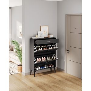 Scarpiera Grigia con Ripiani Portaoggetti, Scaffali Portascarpe Resistenti - Product Image 1
