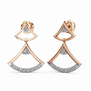Pendientes de Diamantes Starlit Flow de Nuevo Diseño en Oro Rosa de 18K, Pendientes Colgantes con Corte Redondo, 24 Piezas de Diamantes para Mujer - Product Image 1