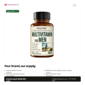 Capsules de complexe multivitaminé et minéral pour hommes OEM, 60 unités, énergie quotidienne et soutien immunitaire, soutien osseux, complément alimentaire, 2 capsules par jour - Product Image 6