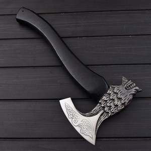 Hand-Forged Industrial High Carbon Steel <b>Axe</b> Custom OEM Ashwood <b>Handle</b> Bearded Hatchet Leather Sheath Camping Bushcraft - Product Image 2
