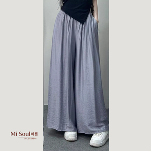Pantalon décontracté large pour femme, taille élastique, orné de perles, respirant, style streetwear d'été, étiquette personnalisée - Product Image 1