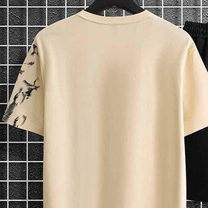 Ensemble T-shirt et short pour homme à imprimé tigre, tenue décontractée d'été, respirant, en coton terry tricoté 220g, ensemble assorti XL - Product Image 4