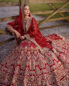 Premium Pakistani Bridle Dress Deep Maroon <b>Red</b> Velvet <b>Silk</b> Bridal Lehnga Choli With Heavy Gold Zardosi Embroidery Handcrafted - Product Image 4