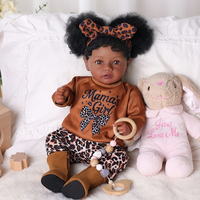 Poupée réaliste en vinyle souple Babeside Reborn Baby Daisy, 20 pouces, petite fille afro-américaine, cheveux bouclés noirs
