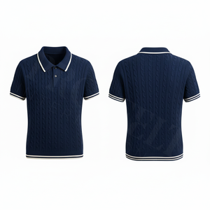 Polo de Punto de Alta Calidad 100%, Cuello en Contraste, Mangas Cortas, Ribete Acanalado, Cómodo y Elegante, Ropa Casual, Camiseta con Logotipo Personalizado - Product Image 5