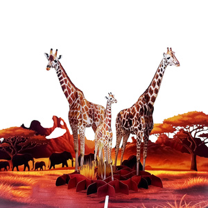 Carte de vœux artisanale Viet-craft Hanoi avec impression animale 3D pop-up, découpe personnalisée en carton – Objet de collection artistique - Product Image 1