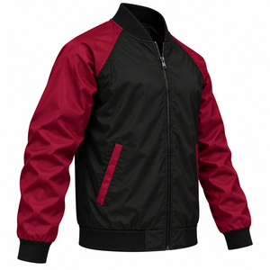 Custom Men Windbreaker Jacket Trendy Y2K Color Block Bomber Jacket Contrast Sleeve Full Zip Outerwear Fashion Mens Windbreaker - Product Image 3