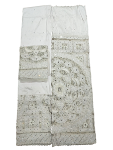 Tela George Blanca de Lujo con Cuentas y Bordado de Cristales para Vestidos de Novia Nigerianos y Ropa de Fiesta - Product Image 2