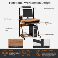 Étagère compacte surélevée pour moniteur, plateau coulissant pour clavier, cadre métallique, fournisseur OEM ODM, bureau d'ordinateur, poste de travail, bureau de travail
