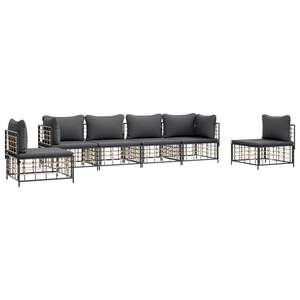 Anthracite Poly Rattan <b>6</b>-<b>Piece</b> <b>Patio</b> Lounge <b>Set</b> with Cushions Garden <b>Sets</b> - Product Image 3