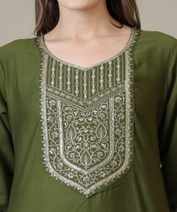 Kurti en rayonne fantaisie brodée, vêtement ethnique pour occasions festives et Mehndi, multicolore, en coton à séchage rapide, pour femme, prix de gros - Product Image 2