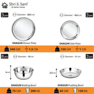 Ensemble de table en acier inoxydable 45 pièces pour 3 personnes Collection Shagun - Product Image 6