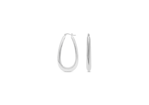 Boucles d'oreilles créoles tendance en argent sterling 925, forme U étroite et conique, unies - Product Image 1
