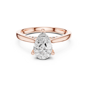 Classic Oval Cut Diamond Engagement <b>Ring</b> Solid <b>Gold</b> Bridal <b>Ring</b> Minimalist Pave <b>Set</b> <b>Ring</b> - Product Image 1