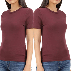 T-shirt en jersey uni à manches courtes et col rond pour femme, coupe ajustée, décontracté, toutes saisons - Product Image 6