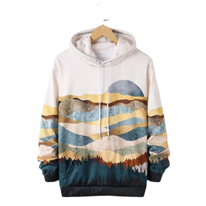 Sudadera con Capucha para Hombre, Estampado de Paisaje Abstracto, Corte Regular, Informal, 100% Poliéster Tejido, Transpirable, para Otoño - Product Image 1