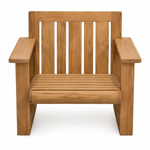 Chaise de jardin moderne en teck massif, durable, écologique, avec larges accoudoirs |   Fauteuil de patio de luxe pour resort |   Imperméable aux intempéries - Product Image 1