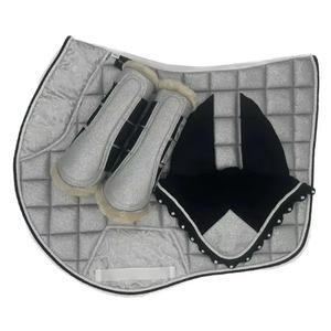 Equestrian Products High Quality Horsing Foam Satin Saddle <b>Colourful</b> Crochet Ear Bonnet Horse Polo Wraps Glitter Saddle Pads <b>Set</b> - Product Image 1