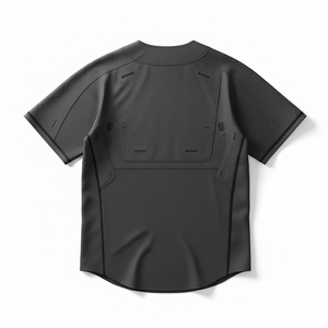 เสื้อเบสบอลพิมพ์ลายแบบสั้นสั่งทำพิเศษพร้อมกระดุมเต็มตัว ผ้าตาข่ายโพลีเอสเตอร์แห้งเร็ว ลายทาง  ผู้ผลิตเสื้อผ้าทีมขายส่ง - Product Image 2