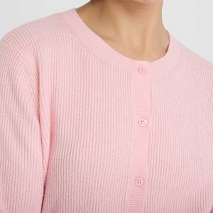Suéter minimalista con cuello redondo y forro polar, transpirable, con botones, para mujer, liso, básico, para uso diario, sudadera cómoda de punto - Product Image 2