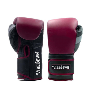 ถุงมือชกมวยหนังเย็บแบบ Vibe พร้อมสายรัดข้อมือแบบปรับได้ด้วยแถบตีนตุ๊กแก ปรับแต่งสีและลายพิมพ์ได้ สำหรับการฝึกซ้อมมวยสำหรับผู้ใหญ่ - Product Image 1
