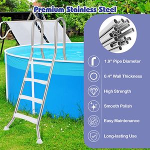 Escalera para Piscina Elevada Tipo A de 4 Peldaños con Pasamanos para Paredes de hasta 55 Pulgadas de Altura, Compatible con Spas - Product Image 5