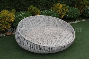 Chaise longue ronde d'extérieur en osier moderne avec coussins pour hôtel, complexe hôtelier, villa, bord de piscine - Product Image 5