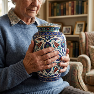 Unique Turkish Design Metal Cremation <b>Urn</b> Handcrafted <b>Large</b> Memorial Ash Jar Durable Decorative Funeral <b>Urns</b> Human Ashes & Decor - Product Image 4