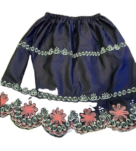 New Trendy Floral Embroidery A-Line Short <b>Skirt</b> <b>Elastic</b> Waist Pleated Mini Streetwear Floral Embroidery <b>Skirt</b> - Product Image 2