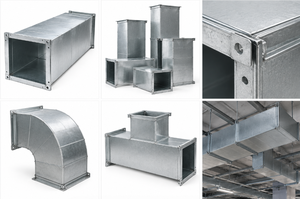 Conduit d'air HVAC rectangulaire préfabriqué en acier galvanisé, conduit de ventilation en acier galvanisé - Product Image 6
