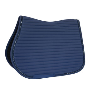 Tapis de selle matelassé noir avec bordure dorée, design respirant pour l'équitation - Product Image 2