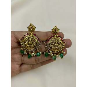 Indian Ethnic Gold Plated <b>Bridal</b> <b>Necklace</b> & <b>Earring</b> <b>Set</b>-Seema South Indian Jewelry - Product Image 4