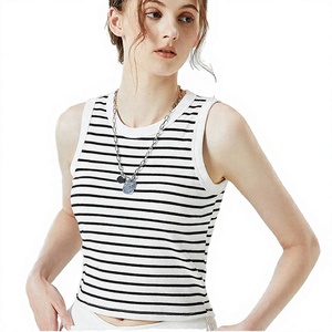 Débardeur tricoté décontracté amincissant avec bretelles solides, logo frontal, en Spandex/Nylon, anti-boulochage, sans manches, été - Product Image 3