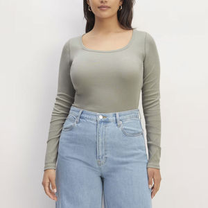 Camiseta Ajustada de Manga Corta OEM ODM Casual de Invierno para Mujer, para Gimnasio y Entrenamiento, Ecológica, 100% Algodón Elástico, Cuello Redondo, Corte Ajustado - Product Image 1