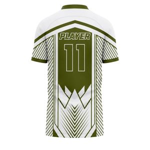 ชุดเสื้อฟุตบอลสีเขียวมะกอกและสีขาวแบบกำหนดเอง ชุดฟุตบอลระบายอากาศ แห้งเร็ว ชุดแข่งขันทีม ชุดกีฬา - Product Image 2