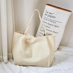 Sac fourre-tout minimaliste en toile noire, grande capacité, réutilisable, sac à bandoulière pour femmes, pour les courses quotidiennes - Product Image 2