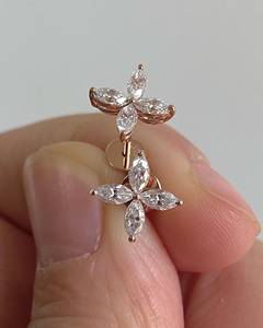 Marquise Cut Flower <b>Stud</b> <b>Earrings</b> for Women Moissanite Floral <b>Earrings</b> Rose Gold Minimalist Jewelry Gift for Her - Product Image 2