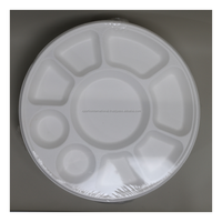 Nouvelle assiette ronde compartimentée biodégradable, résistante aux fuites, certifiée FDA, emballage personnalisé, pour la restauration en plein air et les pique-niques