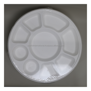 Nouvelle assiette ronde compartimentée biodégradable, résistante aux fuites, certifiée FDA, emballage personnalisé, pour la restauration en plein air et les pique-niques - Product Image 1